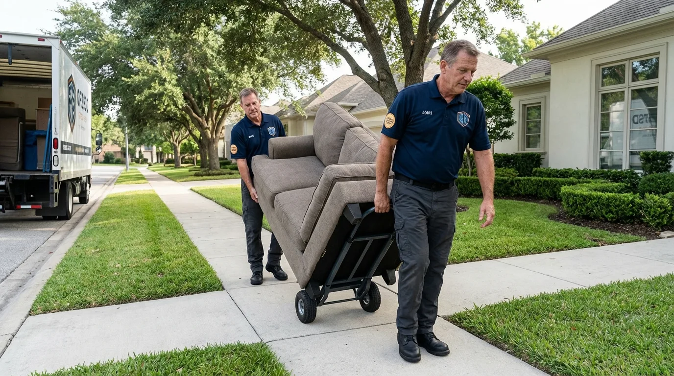 Local residential moving crew loading furniture in Yorkville, NY